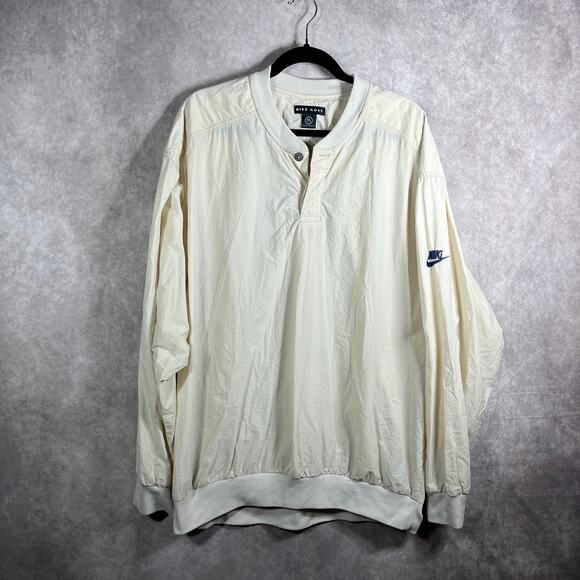 Vintage Nike Golf Windbreaker Jacket Mens XL Cream‎ Henley Pullover 90s Y2K - Picture 1 of 12